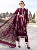 Georgette Wine Casual Wear Thread Work Pakistani Suit